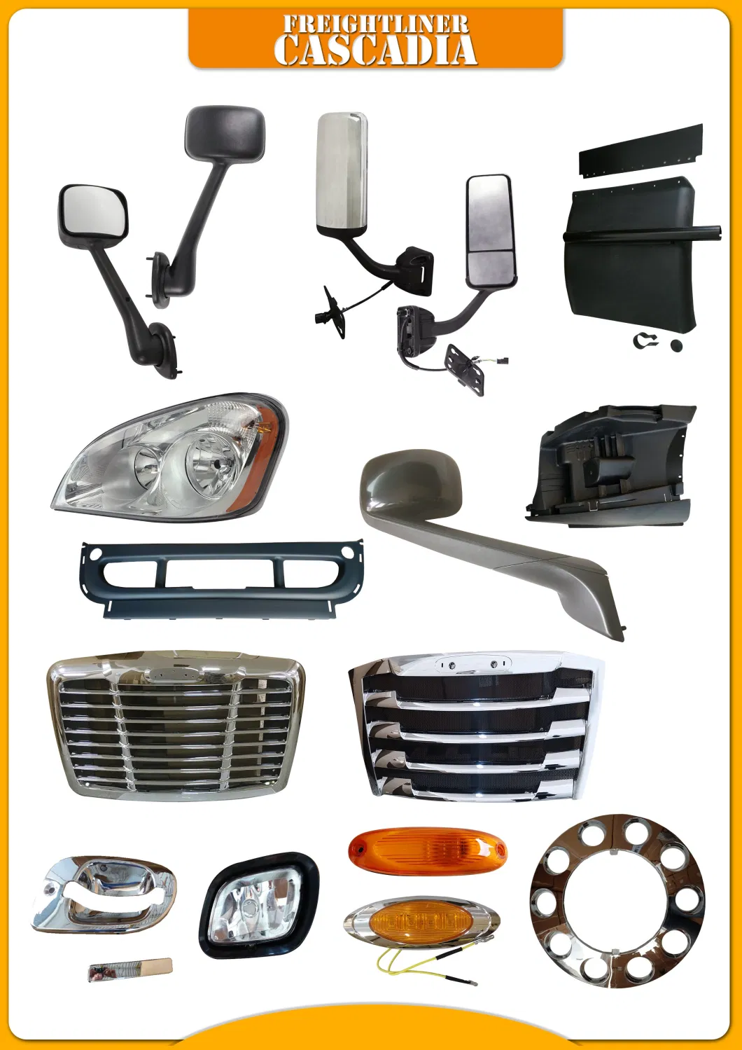 Head/Fog Lamp/Mount/Condenser/Grille/Bracket/Bumper/Corner/Cap/Mirror/Tank/Panel/Step/Fan/Hood/Mudguard Body American Freightliner Century Heavy Truck Parts