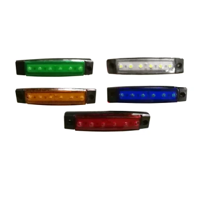 American Auto Accessories Hochleistungs-LKW-Anhänger-Karosserie-Ersatzteile, LED-Seitenleuchte, 6 LEDs, 12 V oder 24 V, Rot/Gelb/Blau/Weiß/Grün Hc